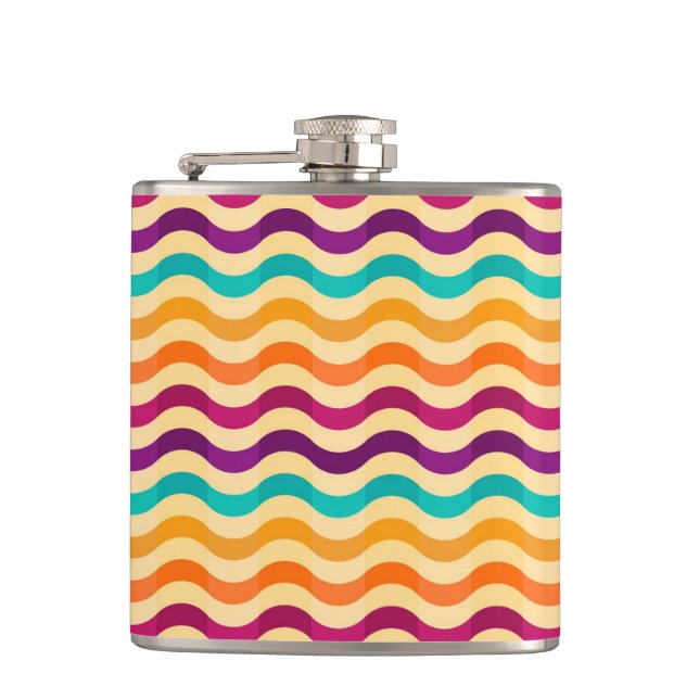 Background with stripes in retro 2 hip flask (Front)