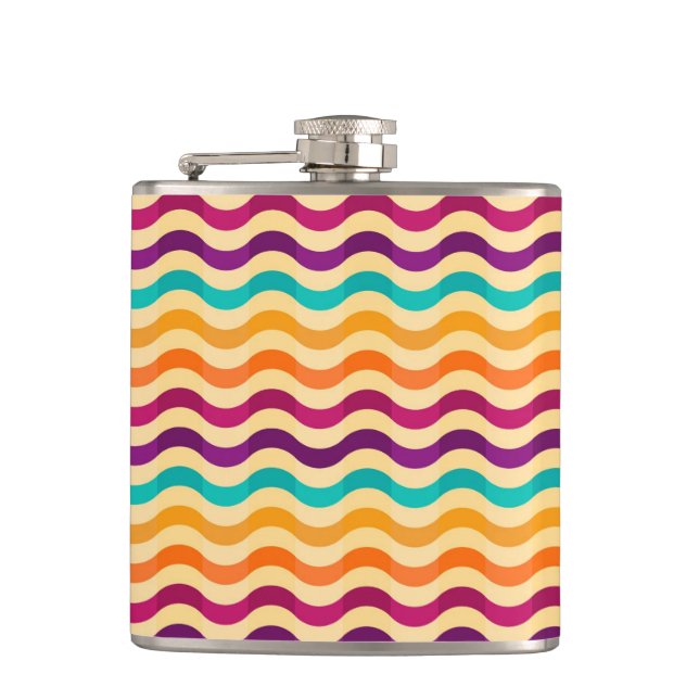 Background with stripes in retro 2 hip flask (Front)