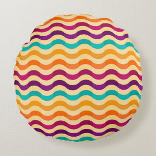 Background with stripes in retro 2 round cushion
