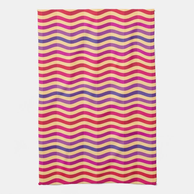 Background with stripes in retro 3 tea towel (Vertical)