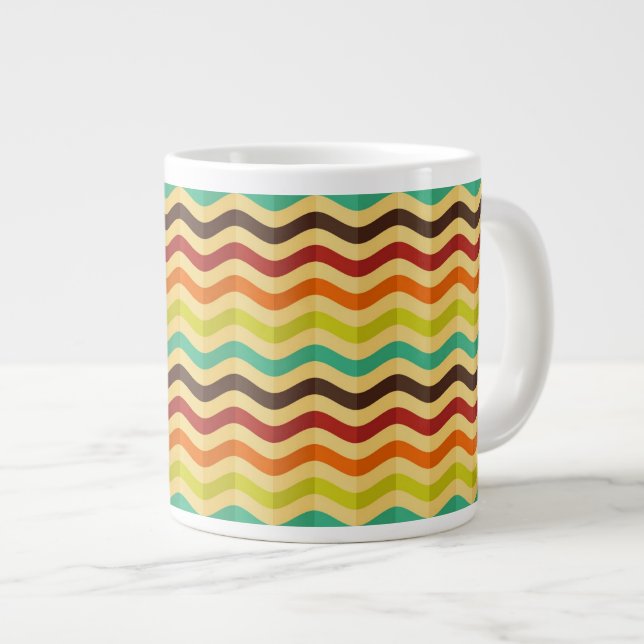 Background with stripes in retro 4 large coffee mug (Front Right)