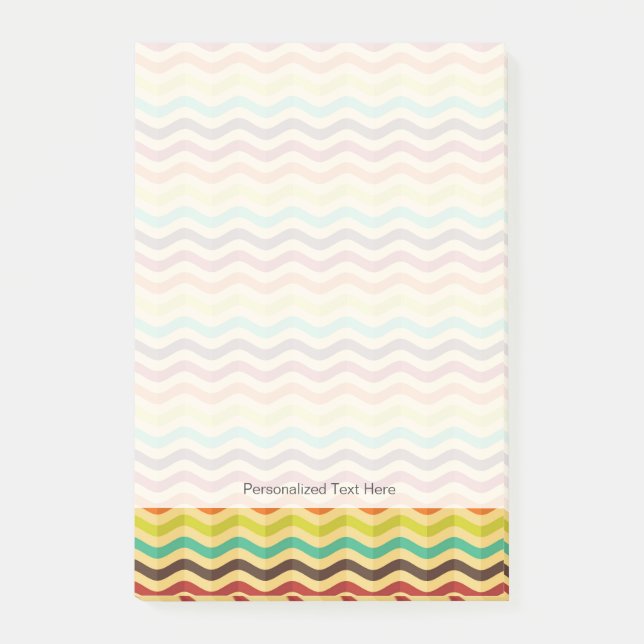 Background with stripes in retro 4 post-it notes (Front)