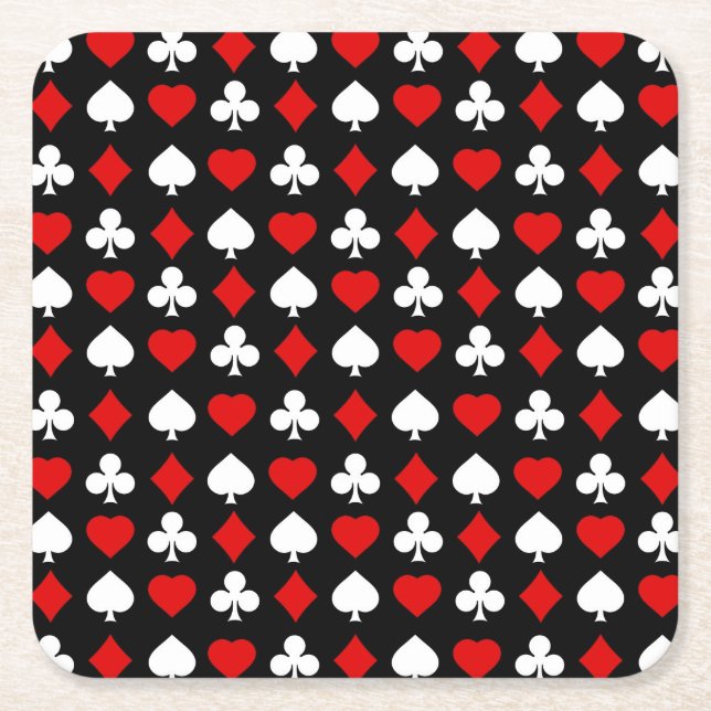 Background with suits square paper coaster (Front)