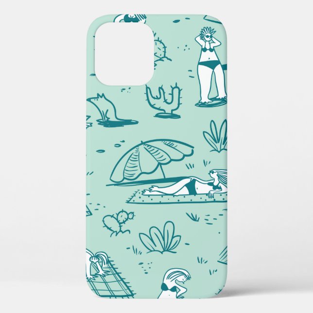 Background with summer beach girls. Seamless patte Case-Mate iPhone Case (Back)