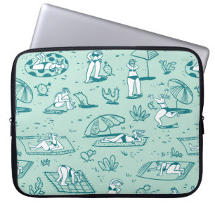 Background with summer beach girls. Seamless patte Laptop Sleeve