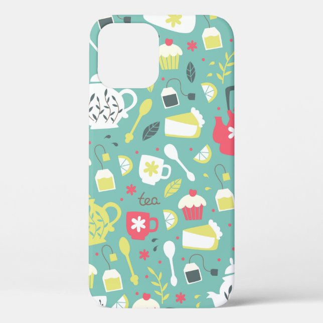 Background with Teapots,  Cups,  Lemon,  Flowers a Case-Mate iPhone Case (Back)