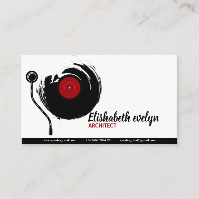 background with vinyl record business card (Front)