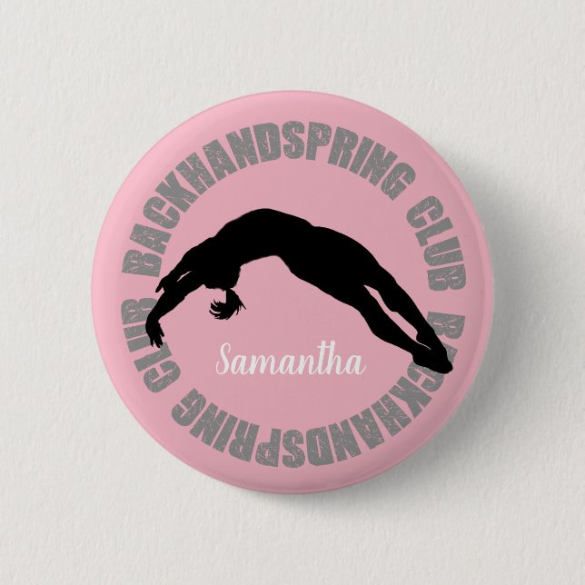 Backhandspring club gymnastics cheerleader button (Front)