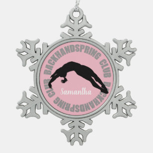 Backhandspring club gymnastics ornement snowflake pewter christmas ornament