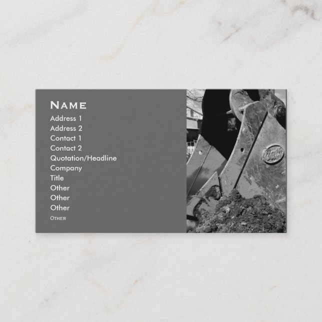 backhoe business cards. card (Front)