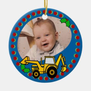 Backhoe Christmas Ceramic Tree Decoration