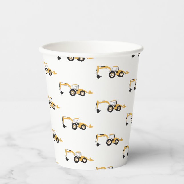 Backhoe Construction Truck Paper Cups (Front)