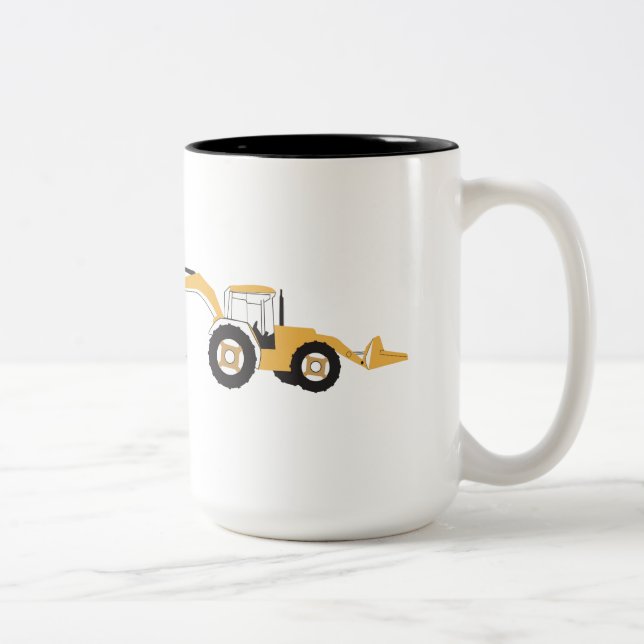 Backhoe Construction Truck Two-Tone Coffee Mug (Right)