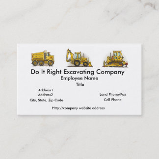 Backhoe Digger Construction Business Cards