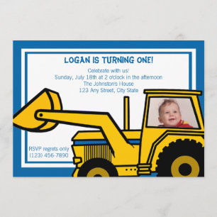 Backhoe Fun/ Photo Invitation