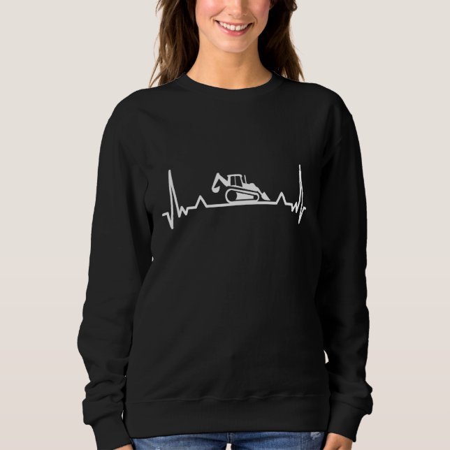 Backhoe Heartbeat Excavator And Digger Sweatshirt (Front)