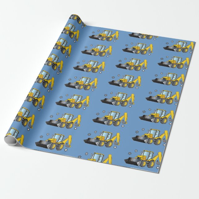 Backhoe in the Snow Wrapping Paper (Unrolled)