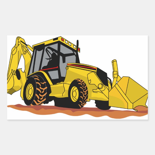 Backhoe Loader Rectangular Sticker (Front)