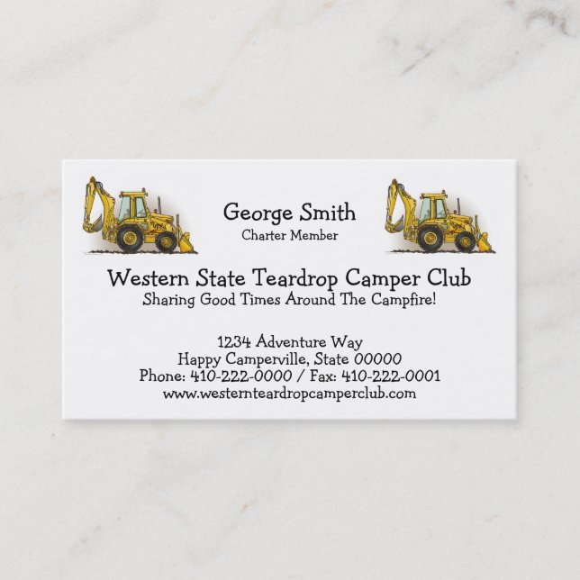Backhoe Operator Business Card (Front)