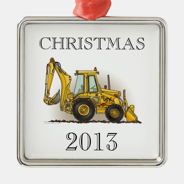 Backhoe Operator Metal Tree Decoration (Front)