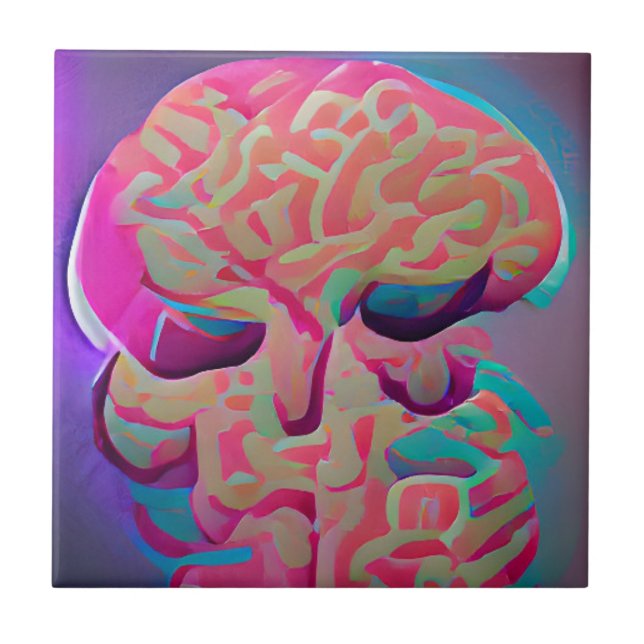 Backlight brain abstract geometric art  tile (Front)