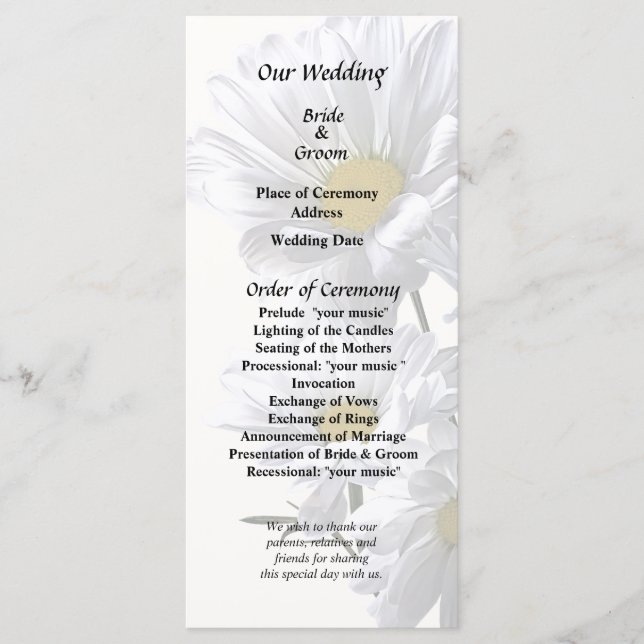 Backlit Daisies Programme (Front)