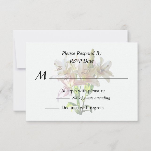 Backlit Pale Pink Lilies RSVP Card (Front)