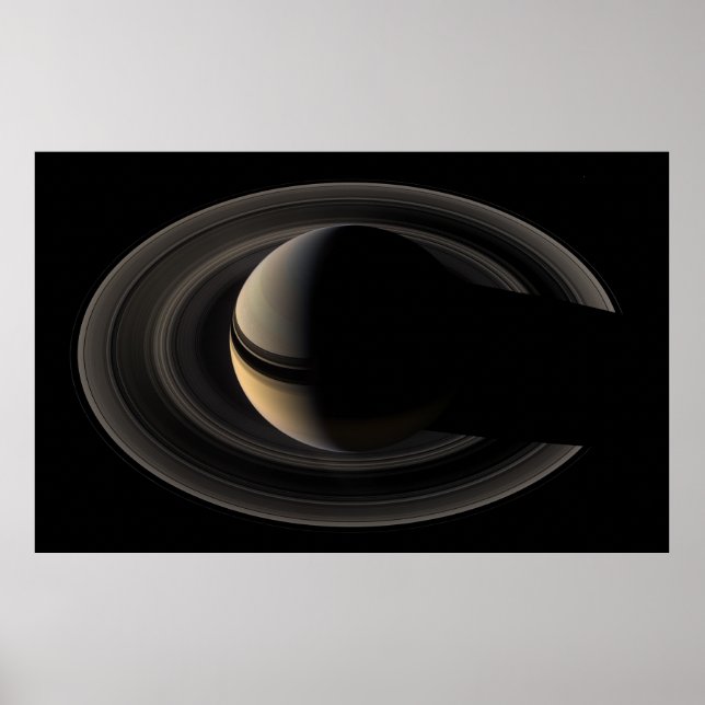 Backlit Saturn from Cassini Orbiter Poster (Front)