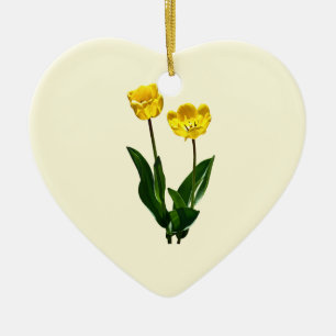 Backlit Yellow Tulips Ceramic Tree Decoration