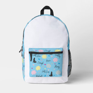 Backpack Blue & White Floral Self-Care Design