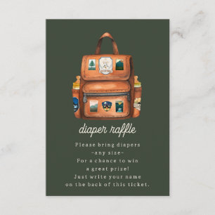 Backpack + Bottles Green Baby Shower Diaper Raffle Enclosure Card