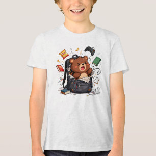 Backpack Chaos – Cute Teddy Bear School Meltdown Tri-Blend Shirt