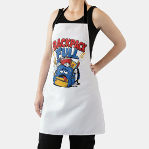 Backpack Full Funny Back to School Student Cartoon Apron