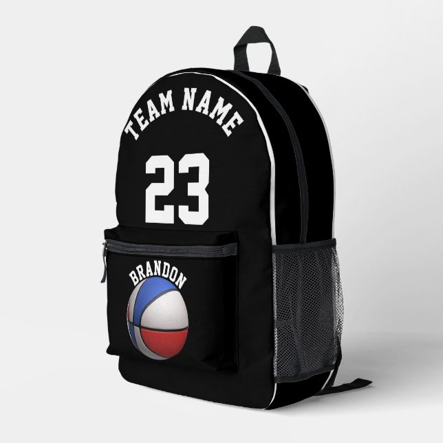 Backpack kids boys basketball sport school black (Back Corner Right)
