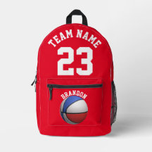 Backpack kids boys basketball sport school red bag