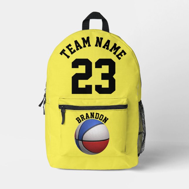Backpack kids boys basketball sport yellow school  (Front)