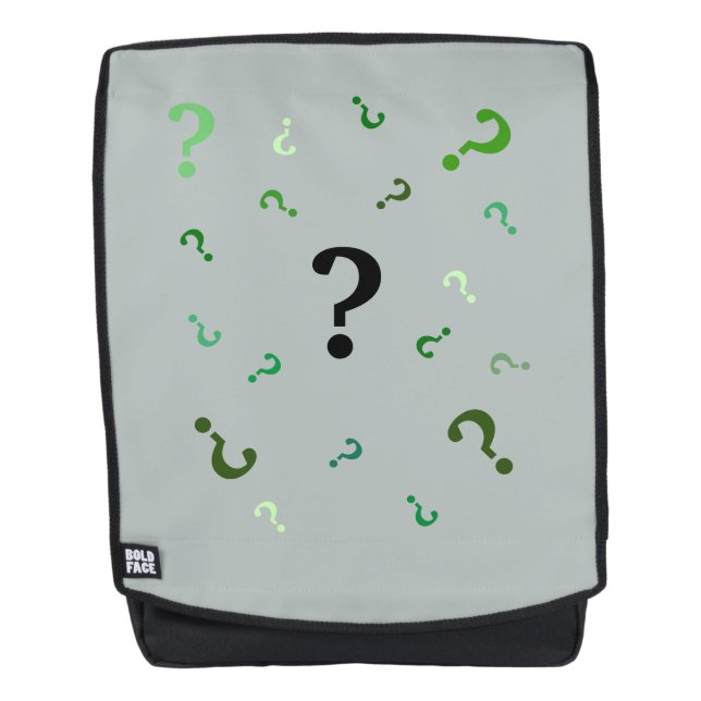 Backpack - Question Marks in Shades of Green (Front)