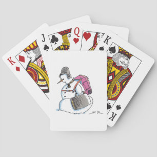 Backpack Snowman Poker playing cards