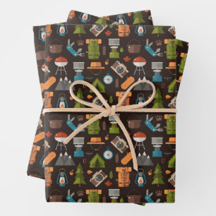 Backpack Tent Bushcraft Camping Pattern 2 Wrapping Paper Sheet