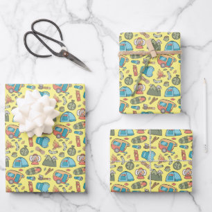 Backpack Tent Bushcraft Camping Pattern 3 Wrapping Paper Sheet