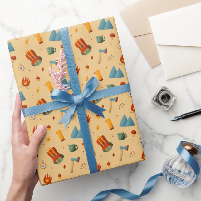 Backpack Tent Bushcraft Camping Pattern 4 Wrapping Paper (Gifting)