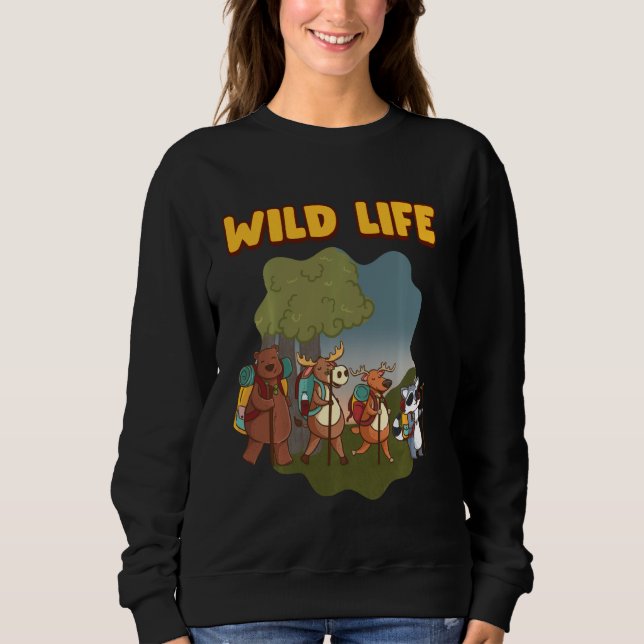 Backpack Wildlife Shirt Deer Moose Racoon Bear Hi (Front)