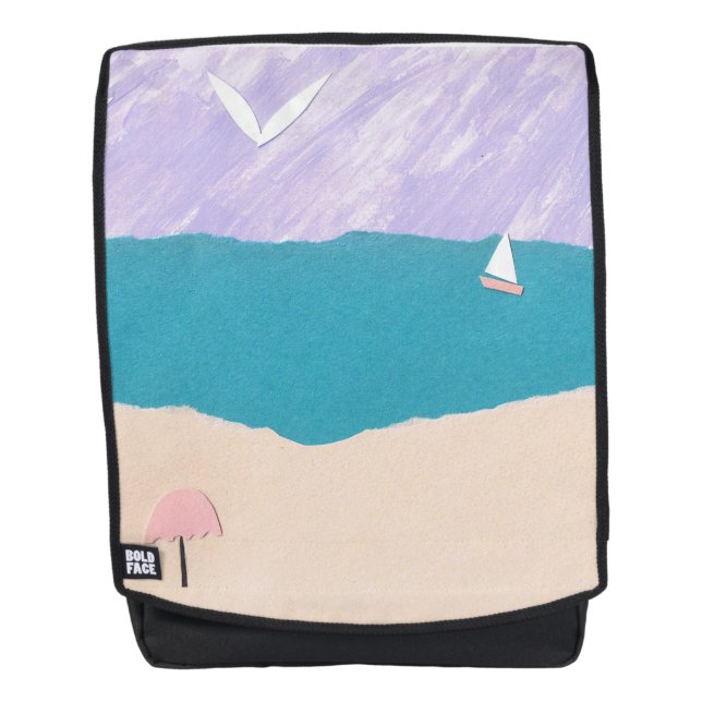 Backpack with Beach and Ocean Design (Front)