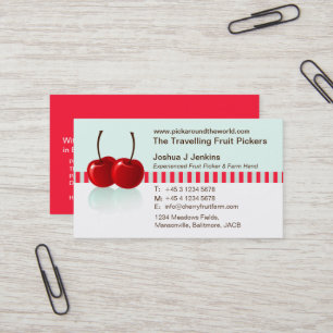 Backpacker fruit picker full detail business card