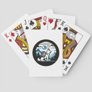 Backpacking Dog: Minimalist Canine in Nature's Lap Playing Cards