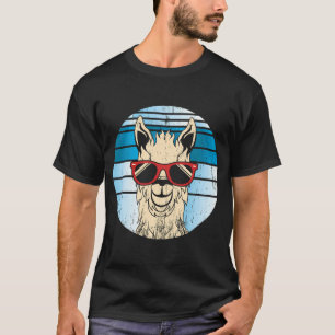 Backprint alpaca or llama in retro look with sungl T-Shirt