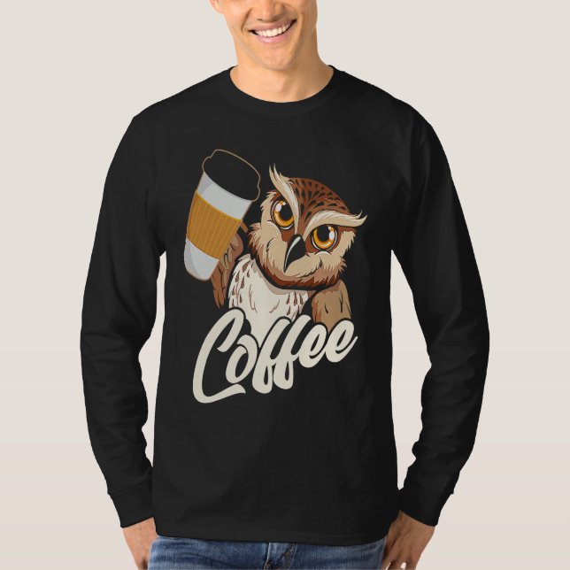 Backprint Coffee Owl T-Shirt (Front)