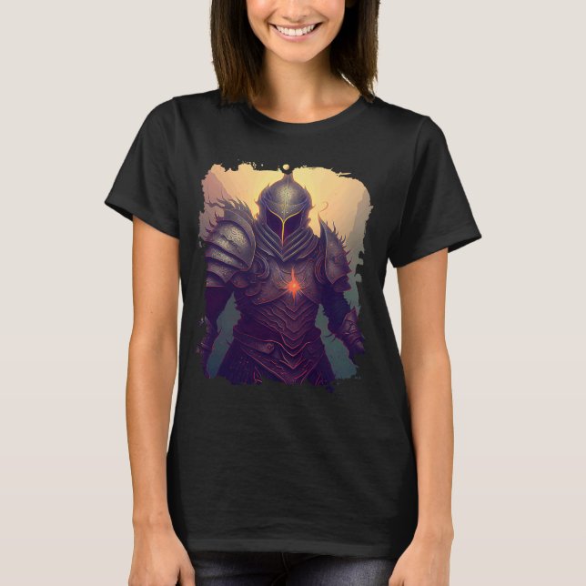 Backprint Epic fantasy knight a hero into the shad T-Shirt (Front)