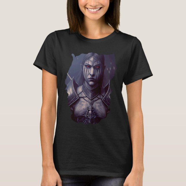 Backprint Female vampire knight in shadow T-Shirt (Front)