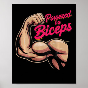 Backprint Funny Gym Humor Biceps Gains Powered By Poster